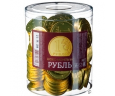 'Шоколадные монеты Рубль'вес 6 гр. Блок 120 шт. Монетный двор