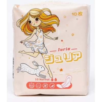 Прокладки женские гигиенические Juria 240 мм нормал 10 шт. Прокладки женские гигиенические Juria 240 мм нормал 10 шт.