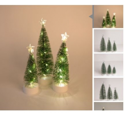 Набор из трех светодиодных елок белые Набор из трех светодиодных елок белые