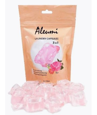 Aleumi Жидкое средство для стирки в капсулах 3в1, 1 камера 8гр, ROSE, 30шт/пакет